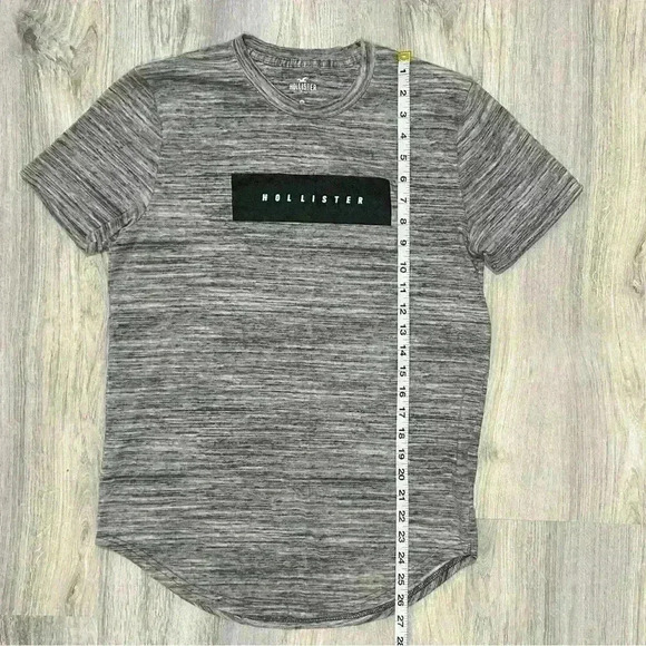 Hollister Men's Curved Hem Short Sleeve Tee Shirt Heather Gray Black Logo Size S - Picture 4 of 8